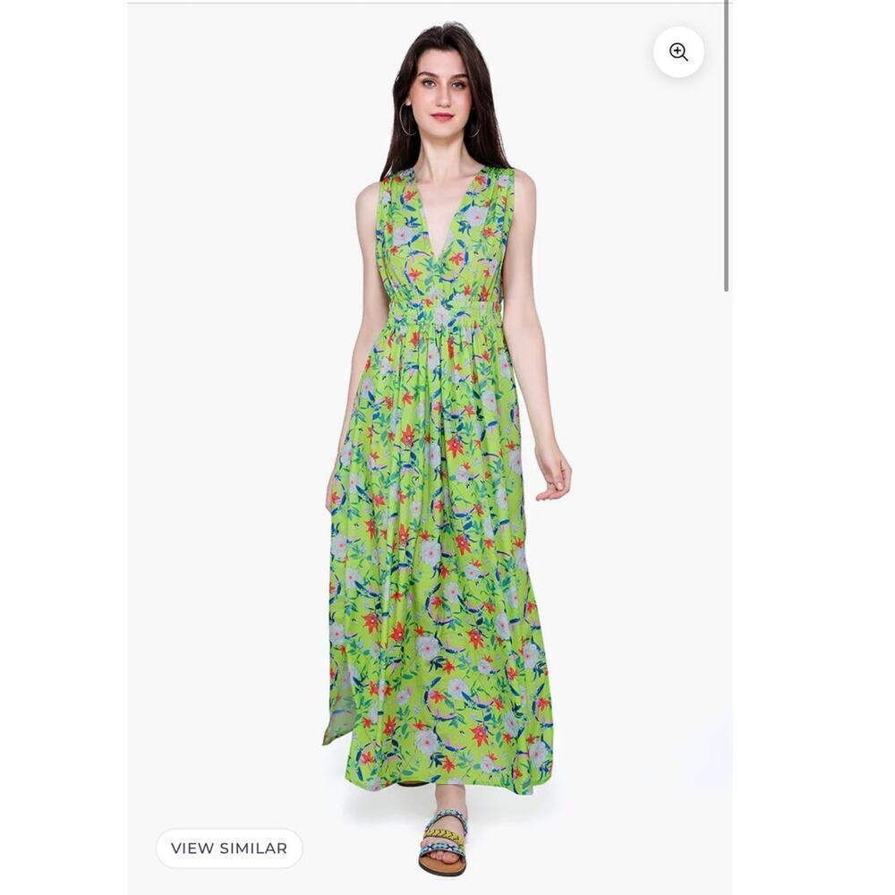 America & Beyond NWT Misty Sunshine Floral Maxi Dress Women's Size M